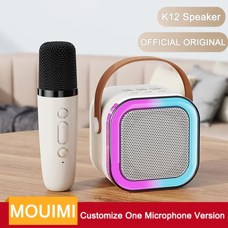 Kids Gift K12 Mini Karaoke Machine Portable Bluetooth Speaker System with 2 microphone Mics for birthday new year home party