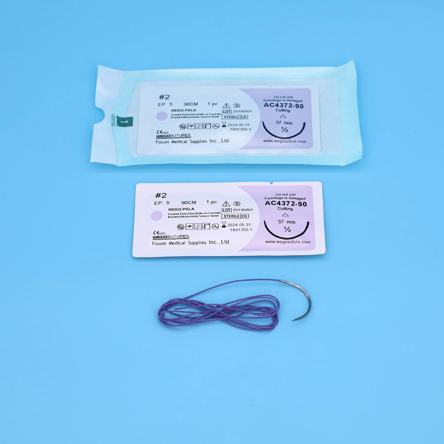 Wego CE/ISO Certification 100%polyglycolic acid Absorbable Surgical Medical Suture With Needle PGA PDO PGCL