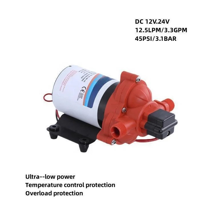 12V DC 3.3GPM 45PSI RV Water Pump Fresh Water Transfer Pump with Pressure Switch Quiet for Sprayer Marine Camper Travel Trailer