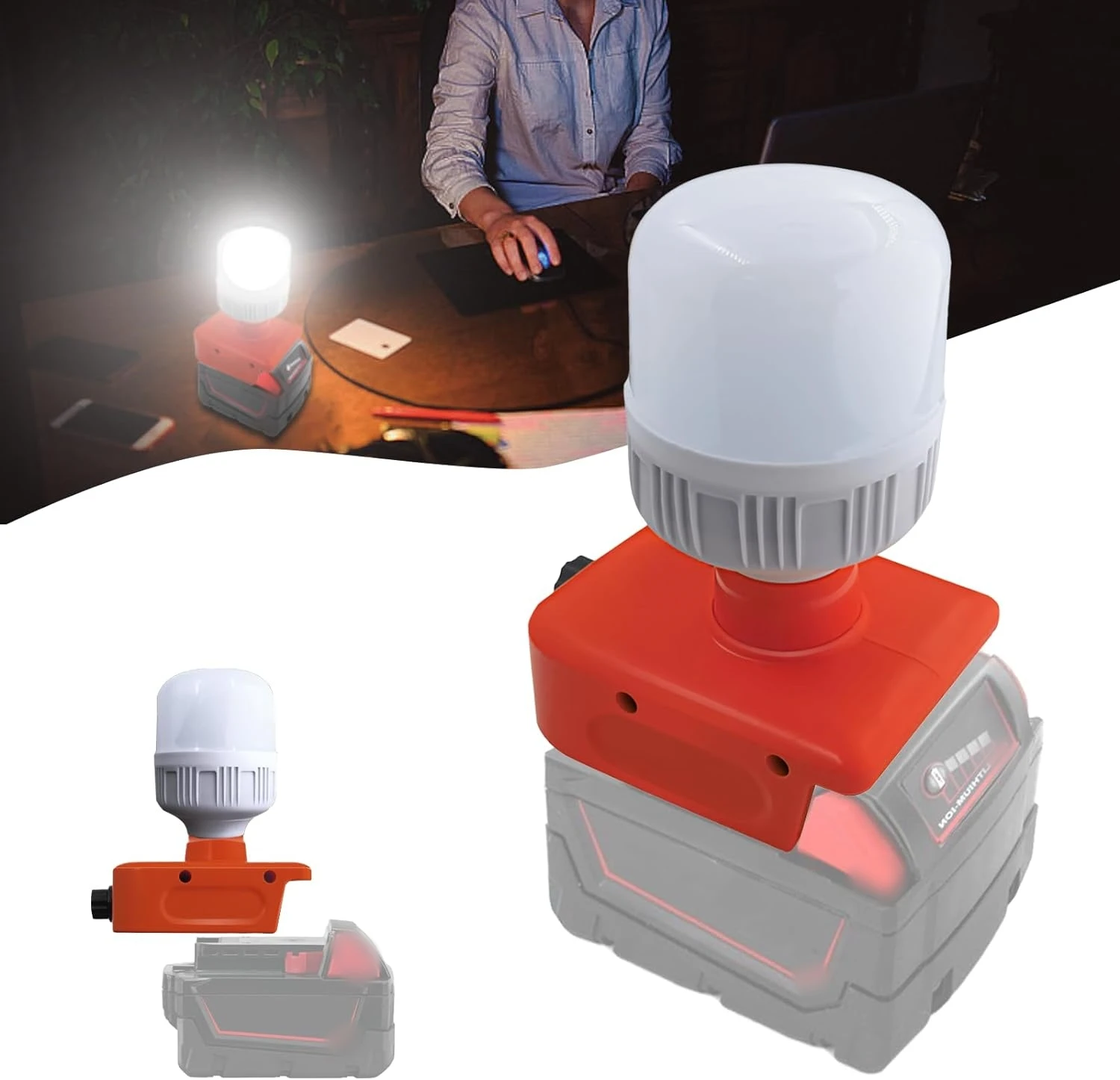 Portable replaceable light bulb with knob switch work light suit for Milwauke 18V lithium battery adapter bulb work light