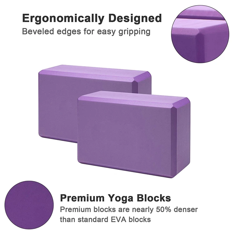 Fitness Pilates Private Label Custom Logo Soft Biodegradable Non Toxic EVA Foam Yoga Block Brick Cube with Strap