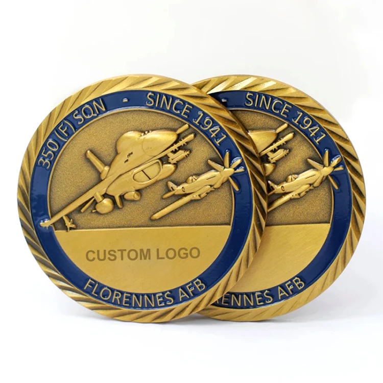 Wholesale Coin Blanks Challenge Singapore Commemorative Bright Gold Soft Enamel Custom 3d Coin