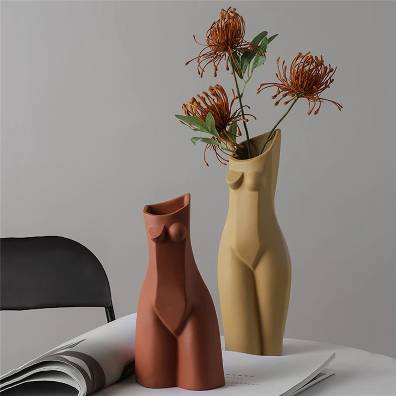 
Ins Nordic Abstract Female Body Art Ceramic Vase Human Body Creative Handmade Tabletop Ceramic Flower Vase For Home Decoration 
