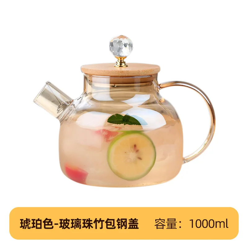 Heat Resistant Glass Water Jug with bamboo lid Glass Pitcher Drinking water kettle New Type Customized gifts Water ware
