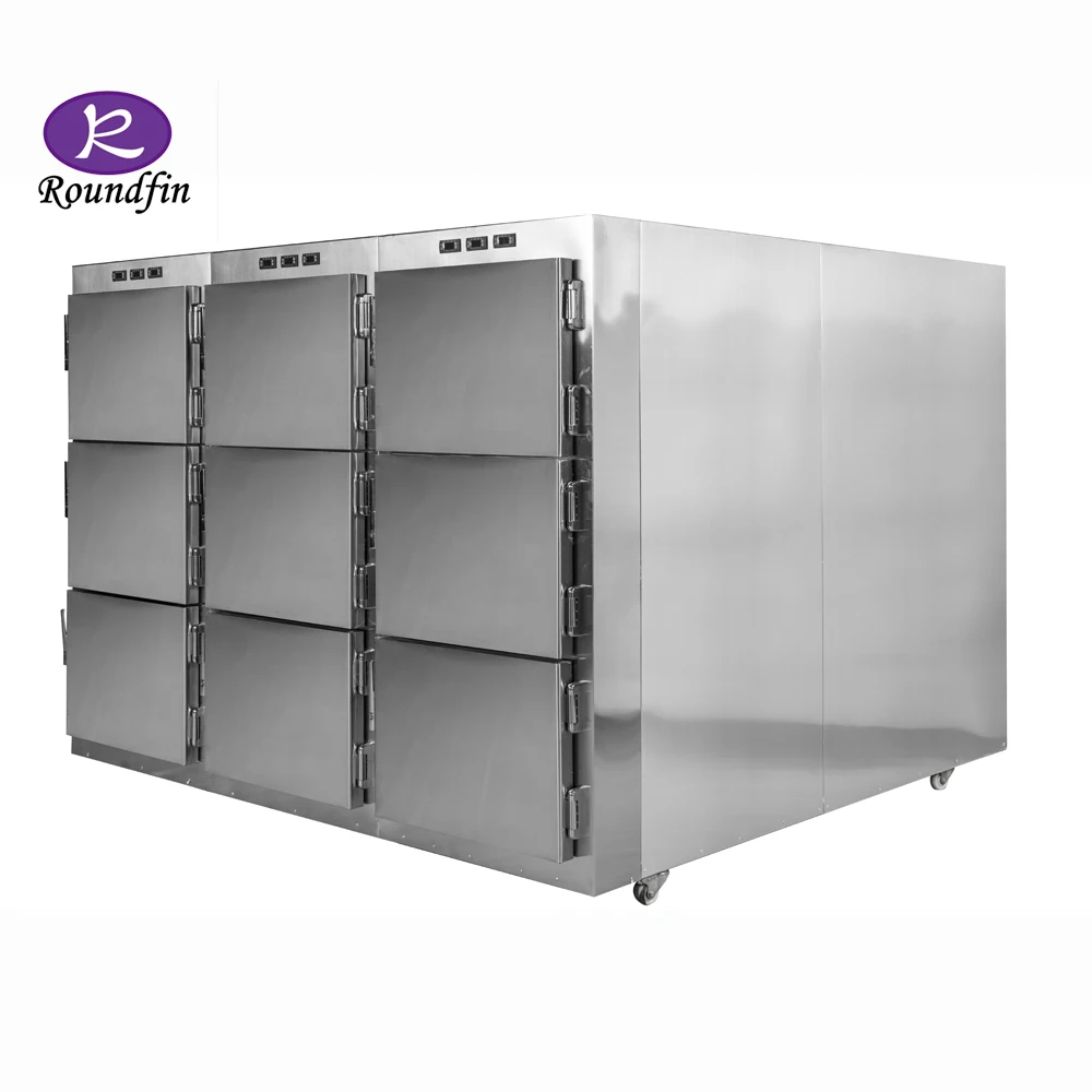 ROUNDFIN Stainless Steel Dead Corpse Mortuary 9 Bodies morgue freezer mortuary body refrigerator