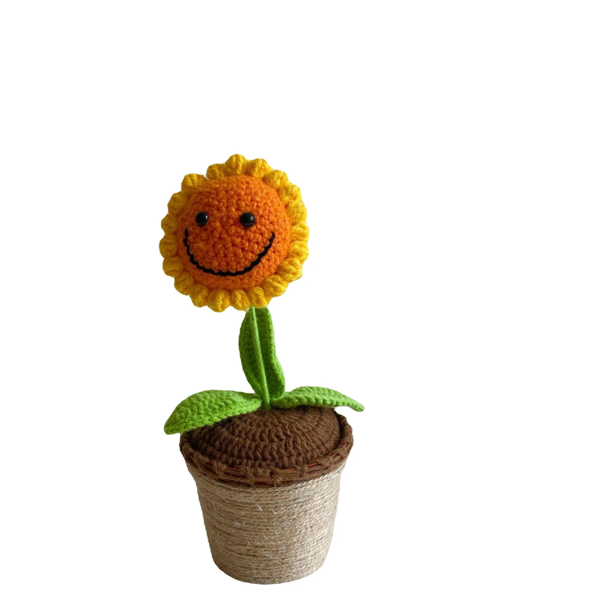2023 new product sunflower and crochet knitting wool  potted office home furnishings elders gift teacher gift box