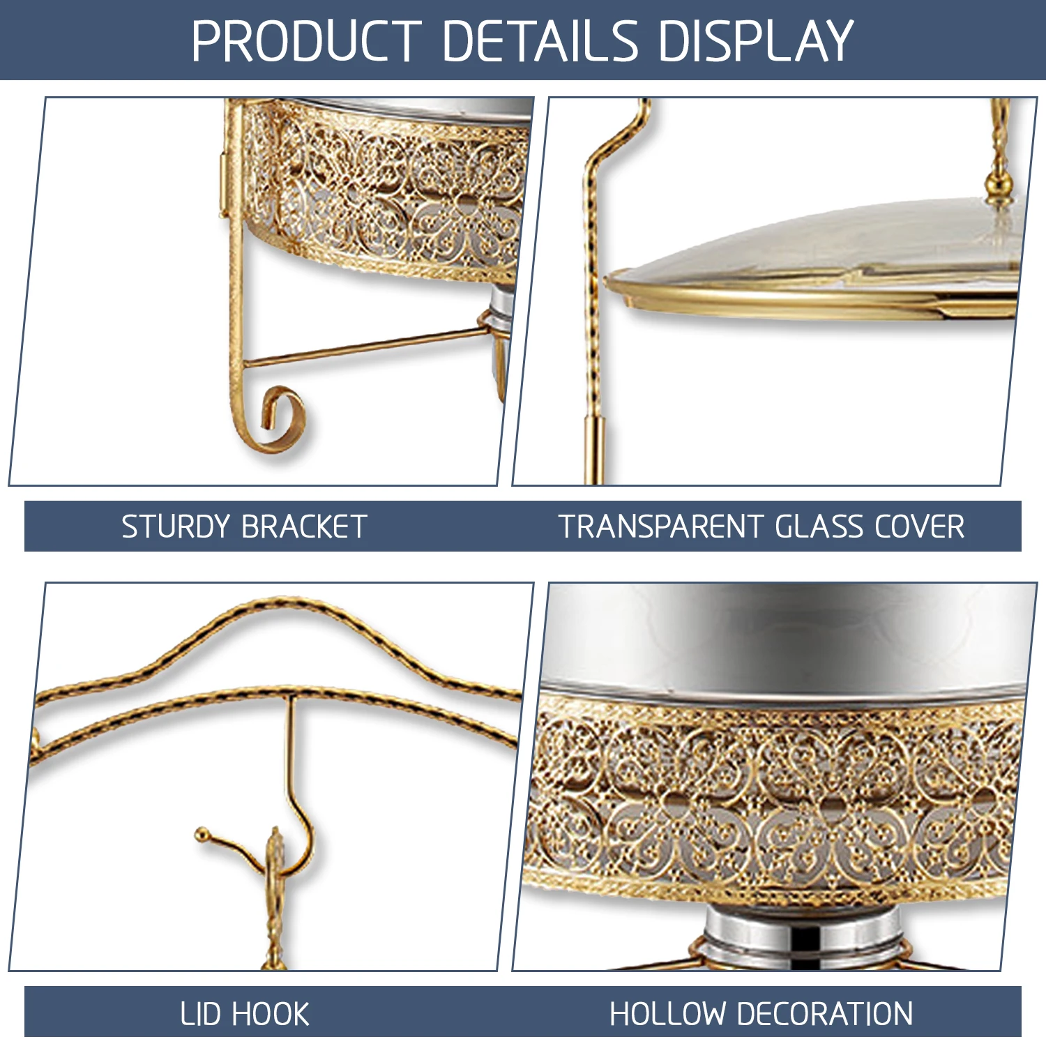 YITIAN Party Wedding Equipment Chafing Dish with Hanging Lid Catering Buffet Food Warmer Container Set