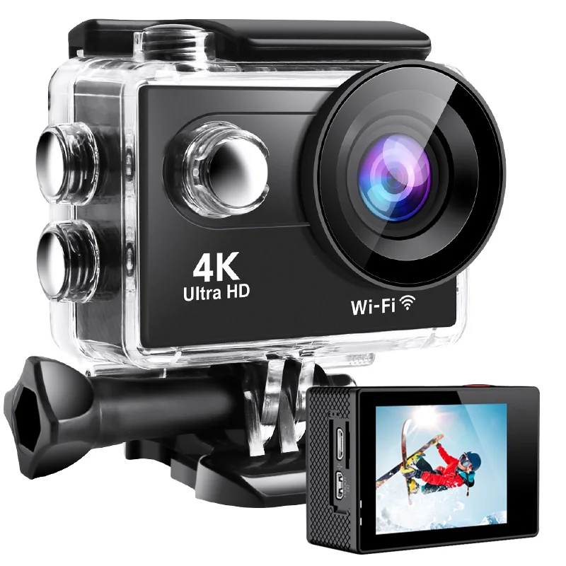 Ausek Wifi App Control Extreme Sports Film Camera Underwater Action Cam Wifi 4K Motorcycle Helmet Sports Camera Cmos Ip68