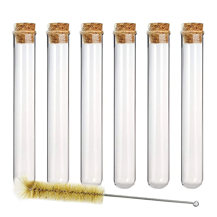 Best Selling 20 x 150mm Laboratory Round Bottom Tube 35ml Glass Test Tubes With Cork Stopper