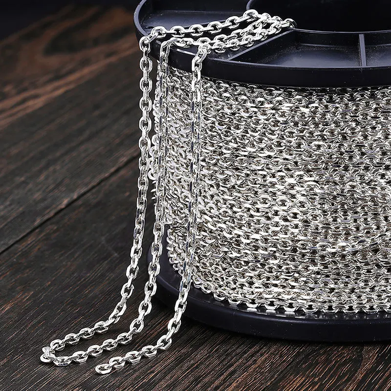1meter  2-6mm 925 Sterling Silver Diamond Cutting Cross Chain For Women Jewelry Making