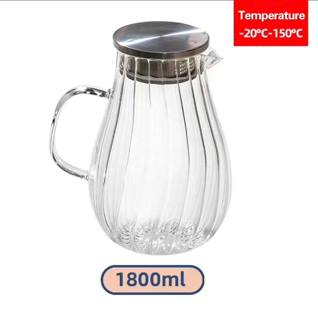 Wholesale Glass Cold Water Pitcher with Lid and Handle Hot Water Glass Jug for Household Custom Color