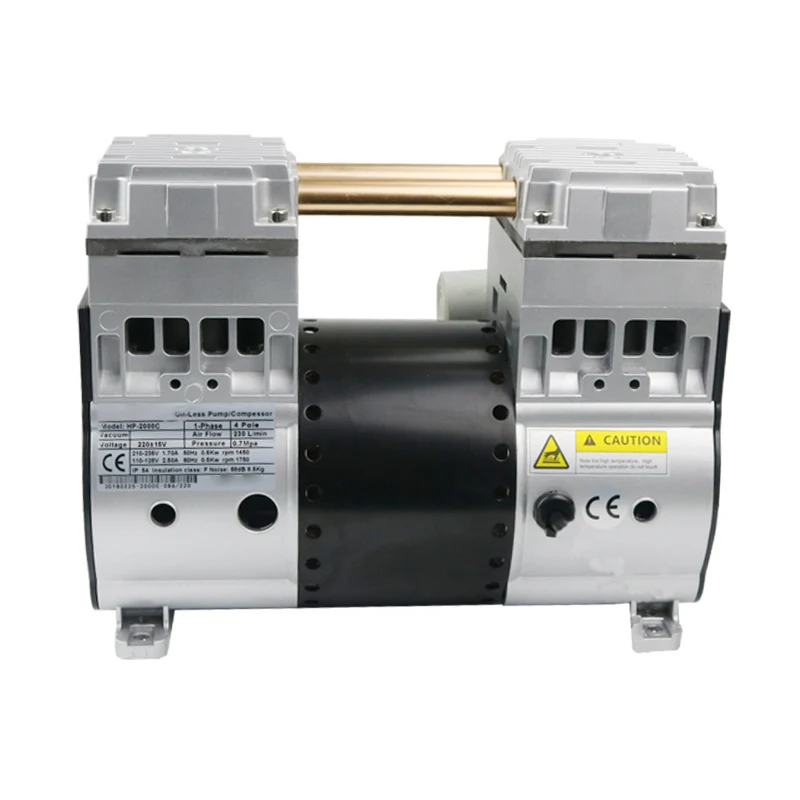 Factory brushless high precision low noise AC 1.1kW 220L/min oil-free mini small piston air compressor for dental use