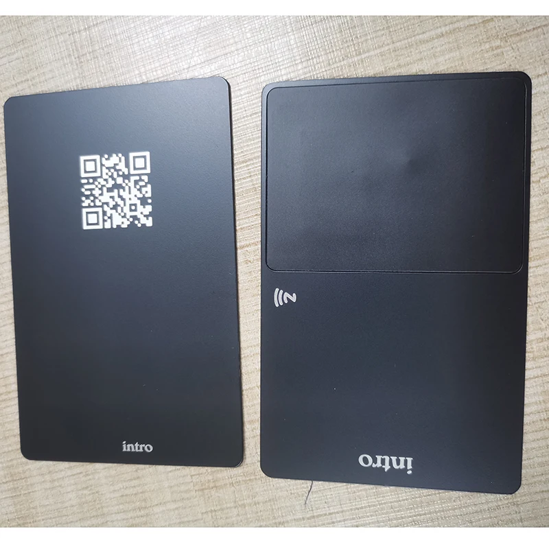 factory price NFC Chip Invisible Hybrid Black NFC Metal Business Card for social media sharing