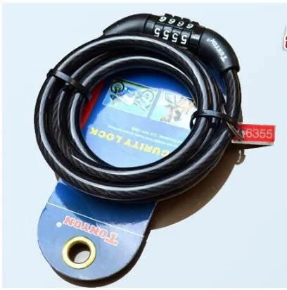WholeSale 100ps/lot New 4-digit Tonyon TY532 Combination Secure BIKE Lock Bicycle Lock 8MM X 1200MM