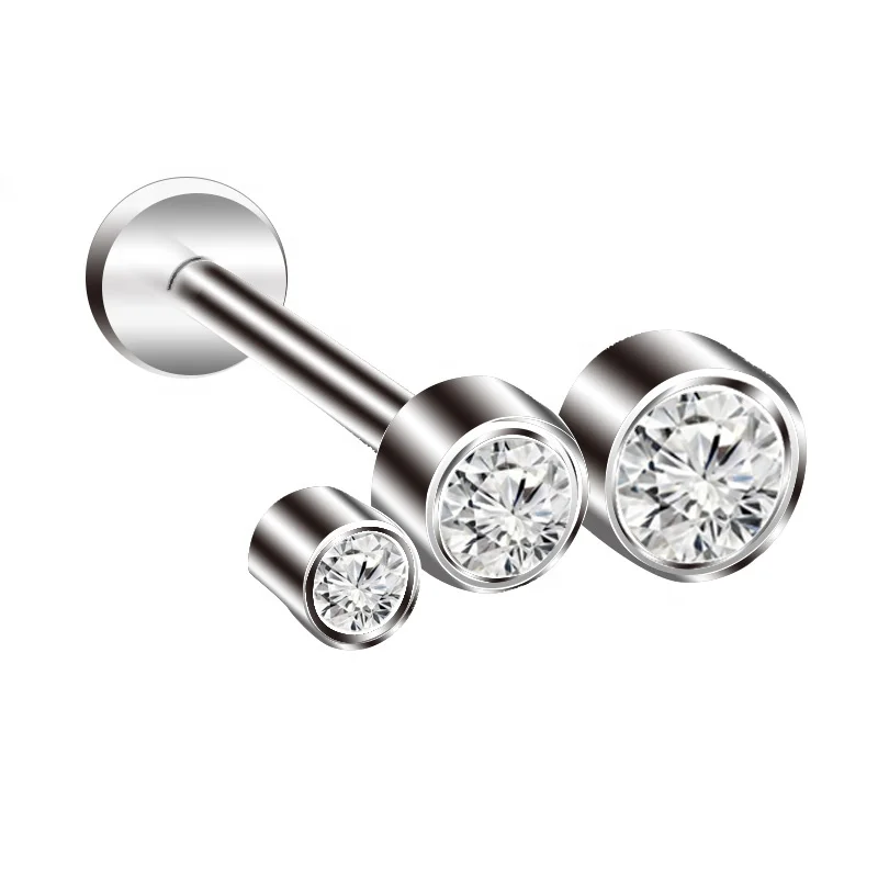 Surgical Steel Round labret lip Ring Earrings Tragus Cartilage Piercing Stud Jewelry