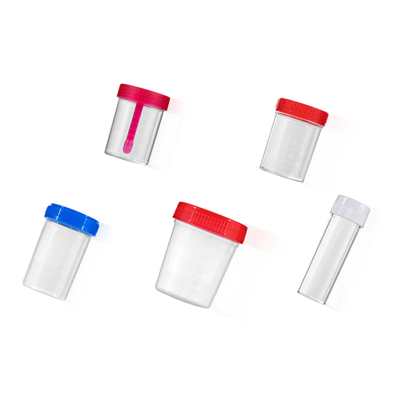 Одноразовый пластиковый контейнер для мочи 100 мл с винтовой крышкой-L