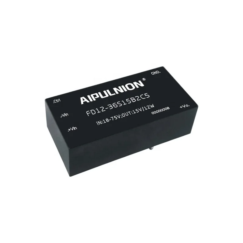 Китайский поставщик 12w изолированный 15v 0.8A DCDC преобразователь для промышленного широкого диапазона входного напряжения 18-75vdc