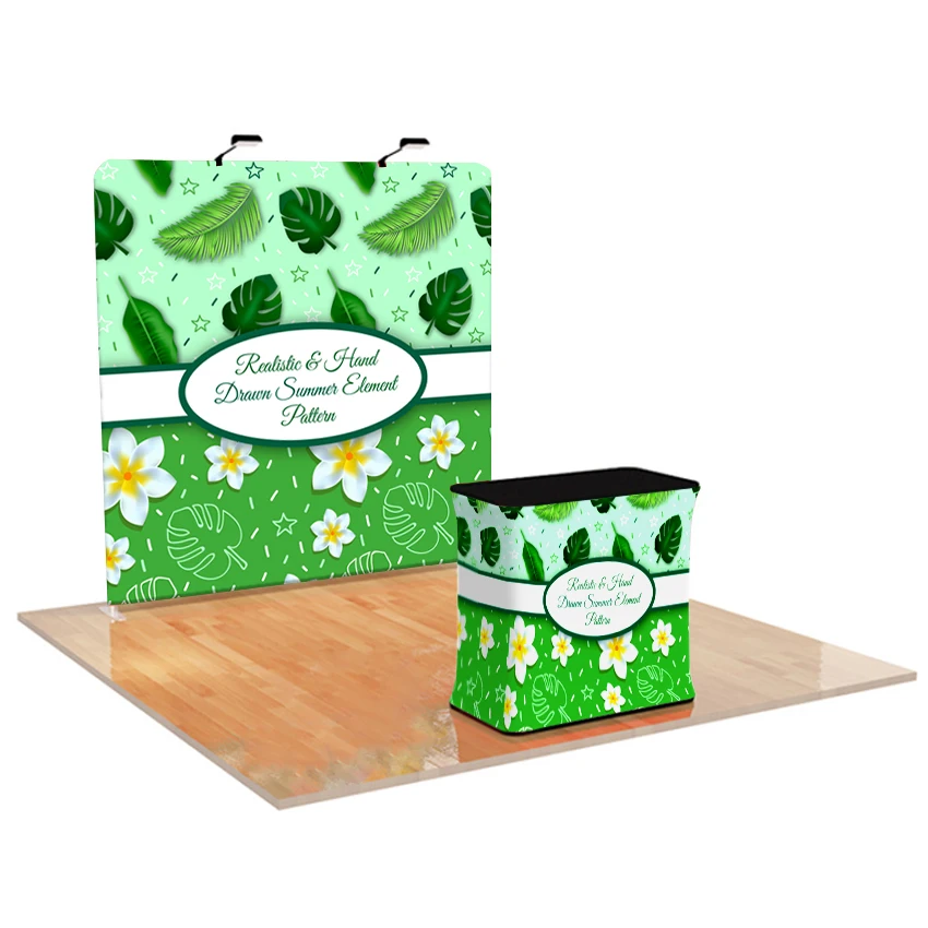 Portable backwall aluminum frame tradeshow booth fabric display rack sublimation printing photobooth backdrops