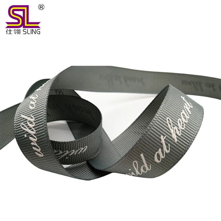 Foaming hot stamping logo Custom gold raised foil printed ribbon