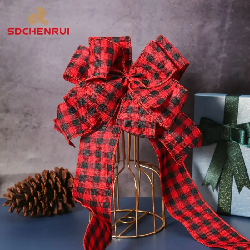 Fancy Christmas Outdoor Ribbon Bow/Luxury Festival Gift Basket Glitter Wire Ribbon Bow for Decoration