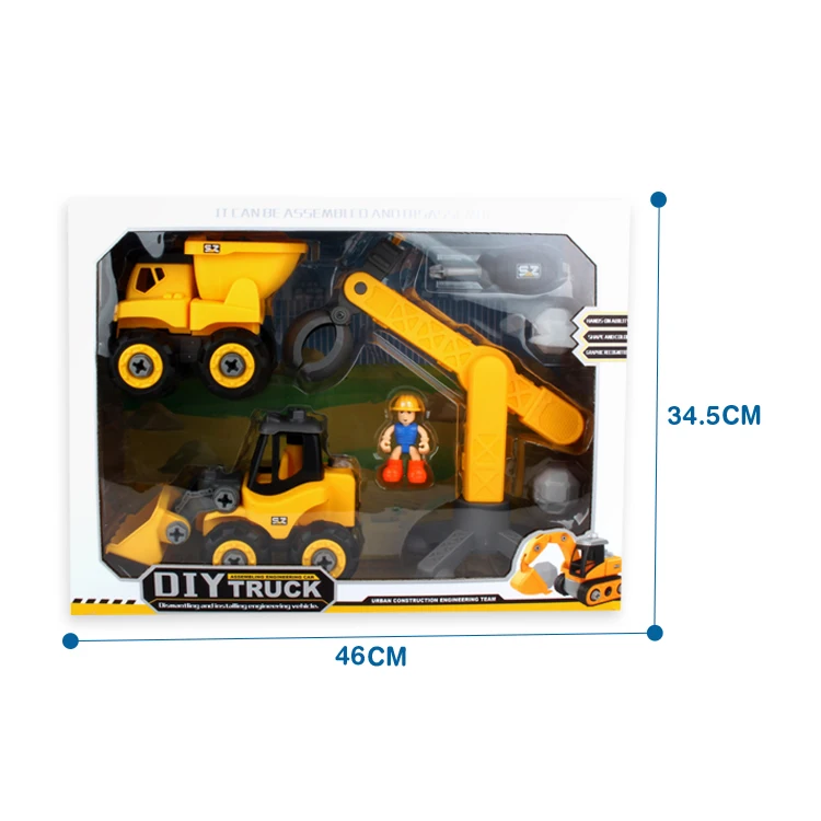 Engineering team DIY truck toys and educational child toys games for kid with drill and figure