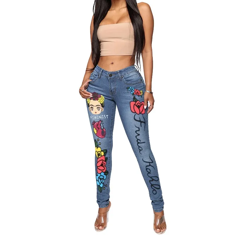 Custom Street Trend Fashion Skinny Worn Out Little Pants Lettered Jeans Women Zipped Button Denim Shorts