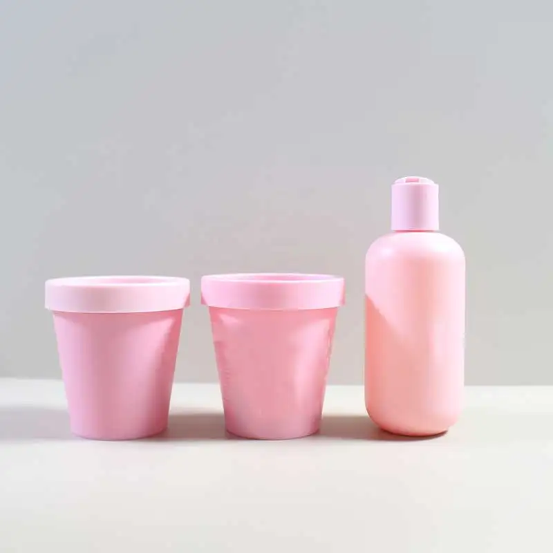 wholesale Cylinder black soft touch double wall 120 ml 4oz HDPE bottle with disc cap press cap