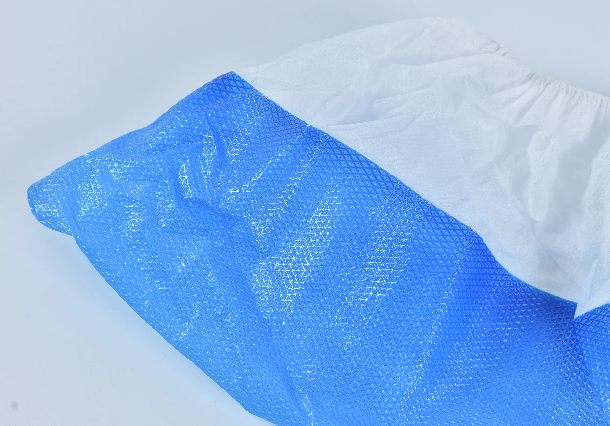 Disposable Plastic Waterproof PP+CPE coated shoe cover PPE Machine-Made Antislip Shoe Covers