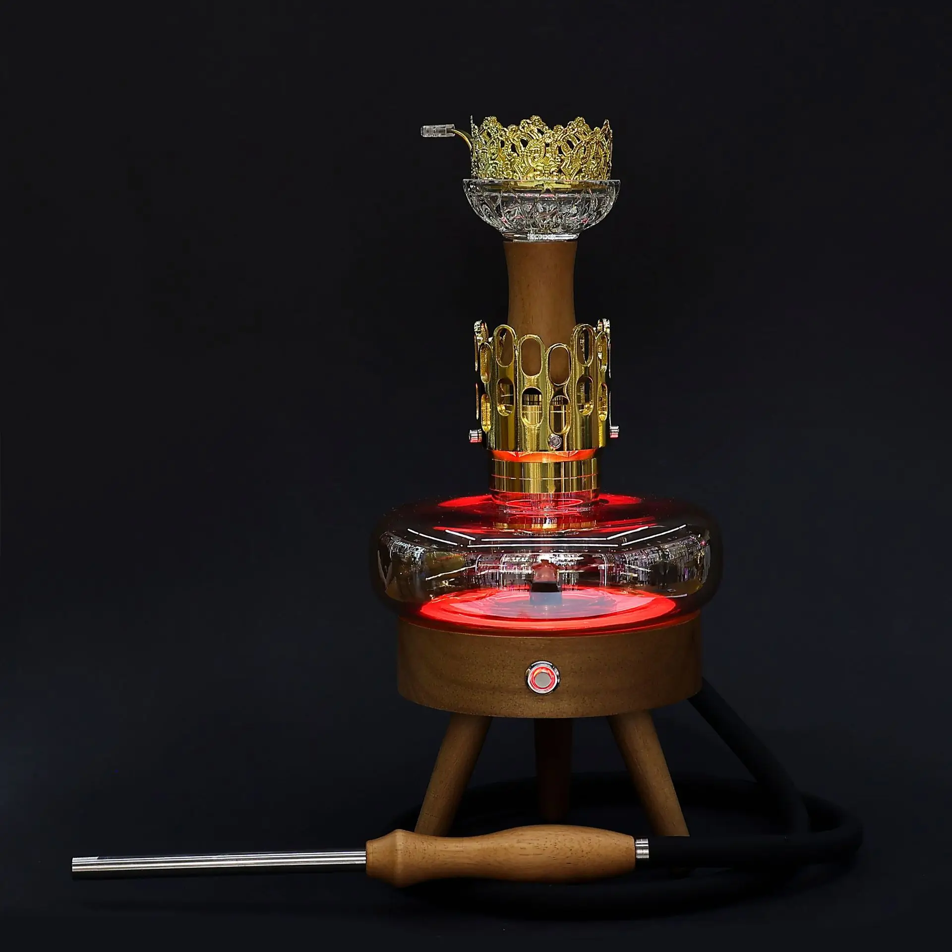 Factory-Sourced Solid Wood Flying Saucer Shisha Arabic Hookah Touch Switch Lacquer Technique Light Atmosphere Metal Chicha Use