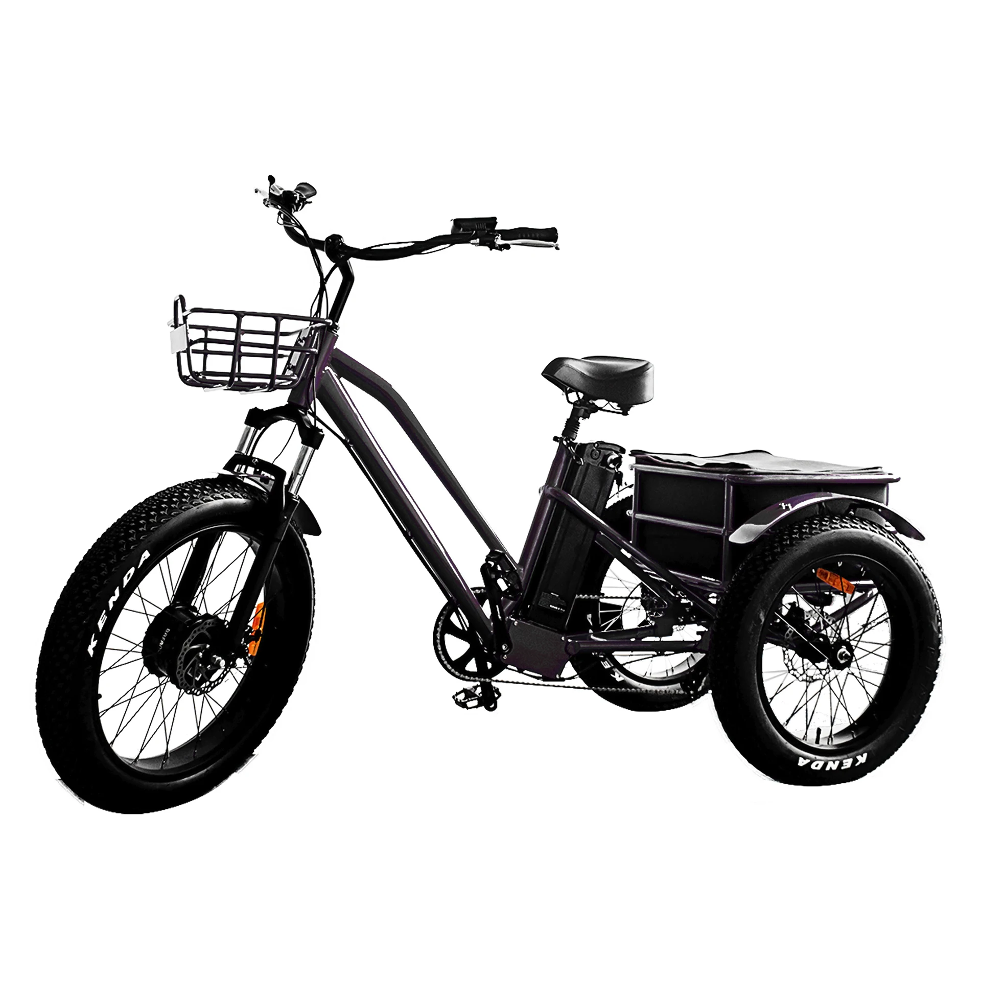 New design powerful 3 wheel electric bike for adult with rear basket(RSEB-706)