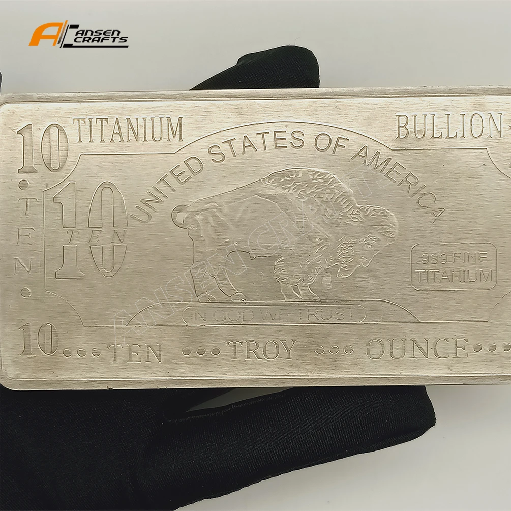 Metal Art Display 10 Troy Ounce .999 America Buffalo 10 oz Titanium Bullion Ingot Pack with an Opp bag for School Use