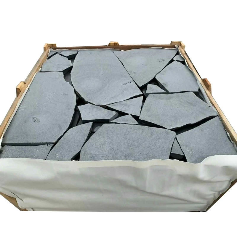 Hainan Black Basalt Road Crazy Paving Stones Irregular Random Size Flagstone For Garden