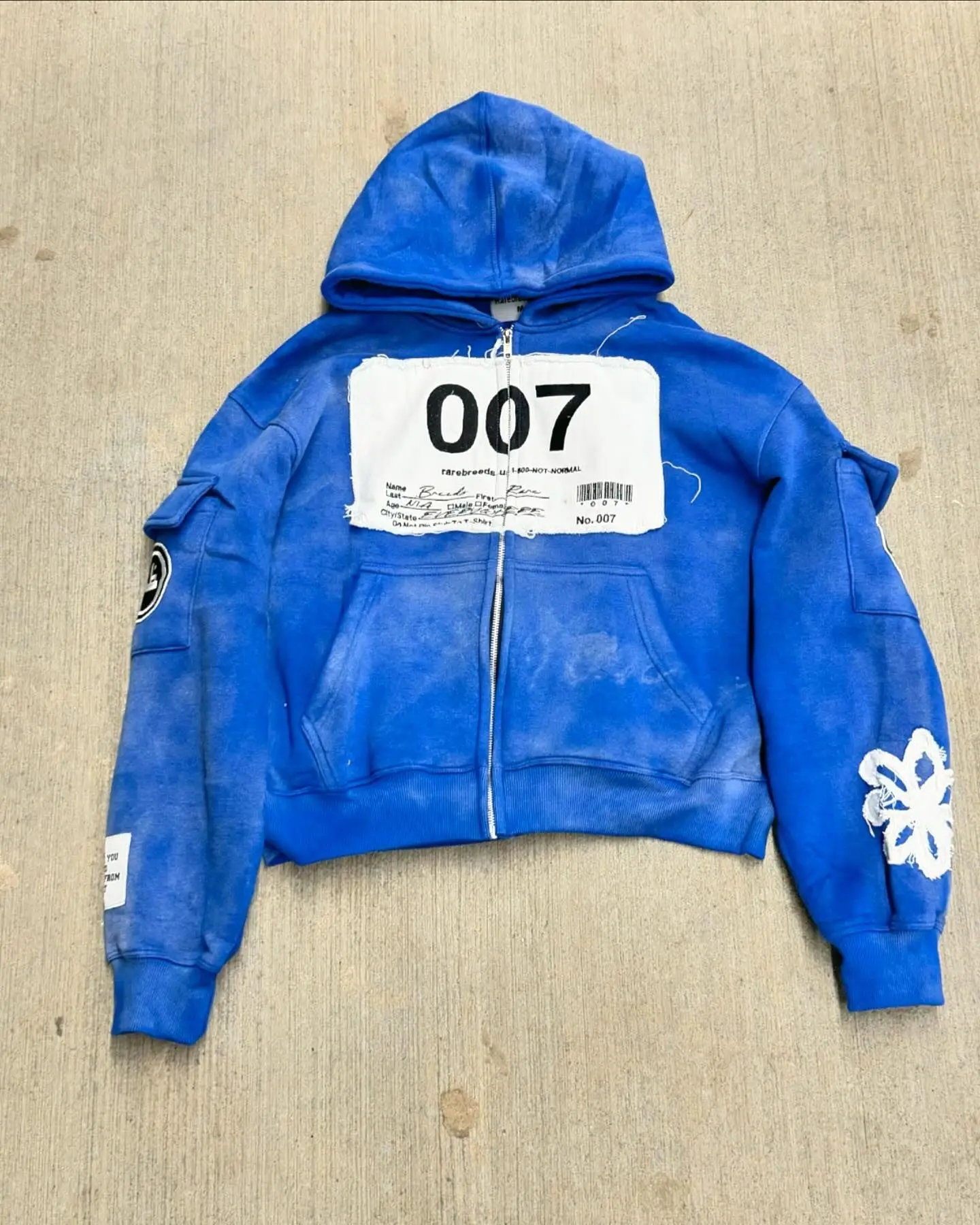 Custom Oversized Distressed Embroidery Patch Patchwork Zip Up Men Hoodies Acid Washed Vintage French Terry Sun Faded Men Hoodie