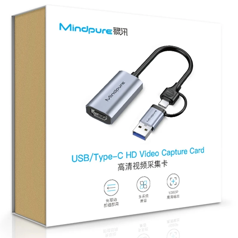 Mindpure 2 In 1 Type C USB C 3.0 To HDMI HD Audio Video Capture Card 4K For HDTV Live Broadcasting