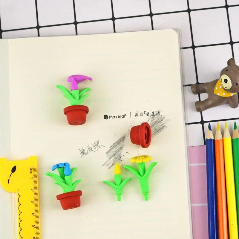 Kawaii School Supplies Stationery for Kids Children Pencil puzzle Eraser flower eraser supplier