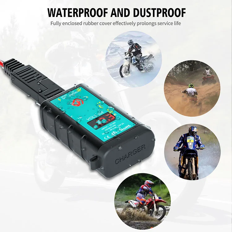 WUPP 12 - 24V QC3.0 Dual Usb Port Motorcycle Phone USB Charger Adapter With SAE Socket