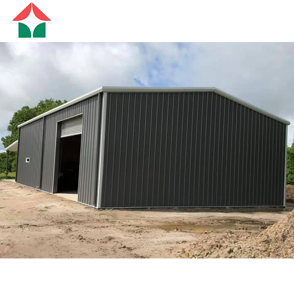 Metal Building Prefabricated Steel Structure Warehouse Workshop Garage Using EPS Insulation Sandwich Panel Wall and Roof.