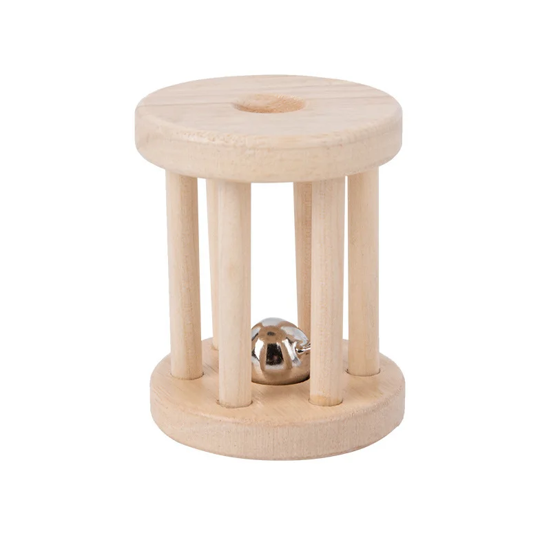 Chinese Wholesale beech wooden Educational baby training Cylinder Wooden Baby Rattle toys WRT004