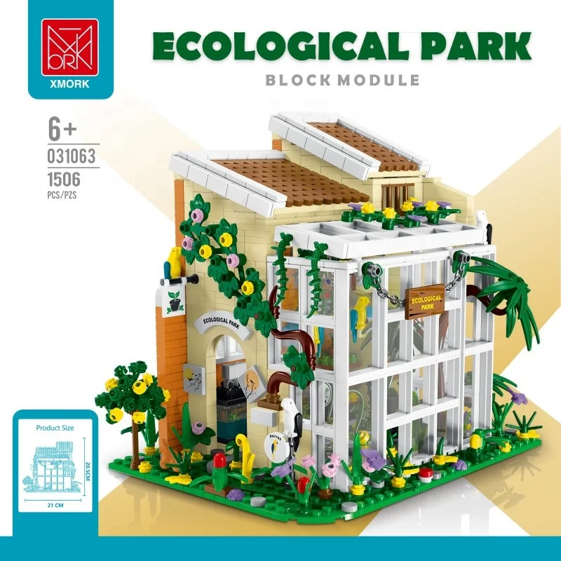 MORK 031063 Sunshine House  Ecological Park building blocks 1506pcs Street View  Modular Building For Kid Gift