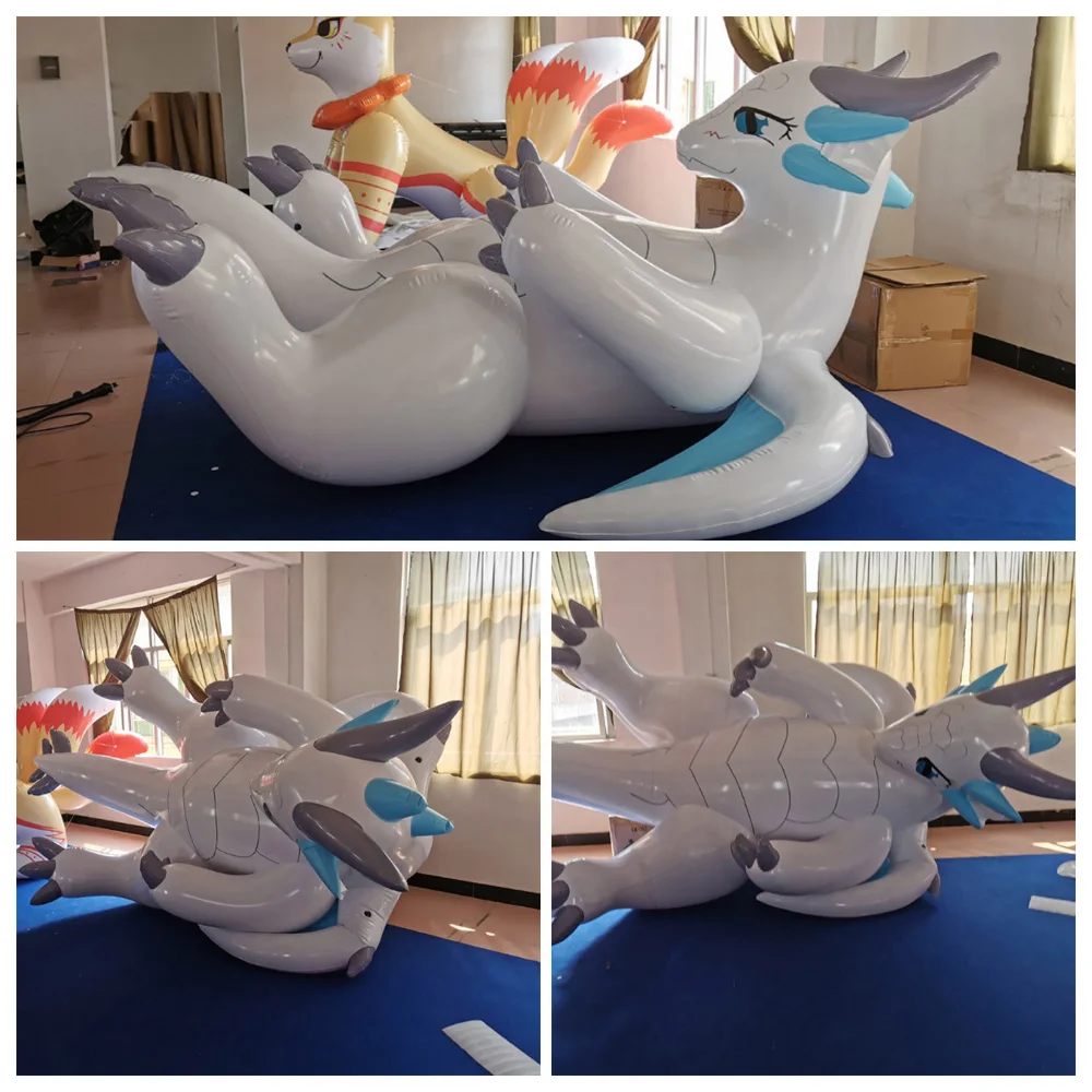 customized   inflatable laying white dragon with SPH hole