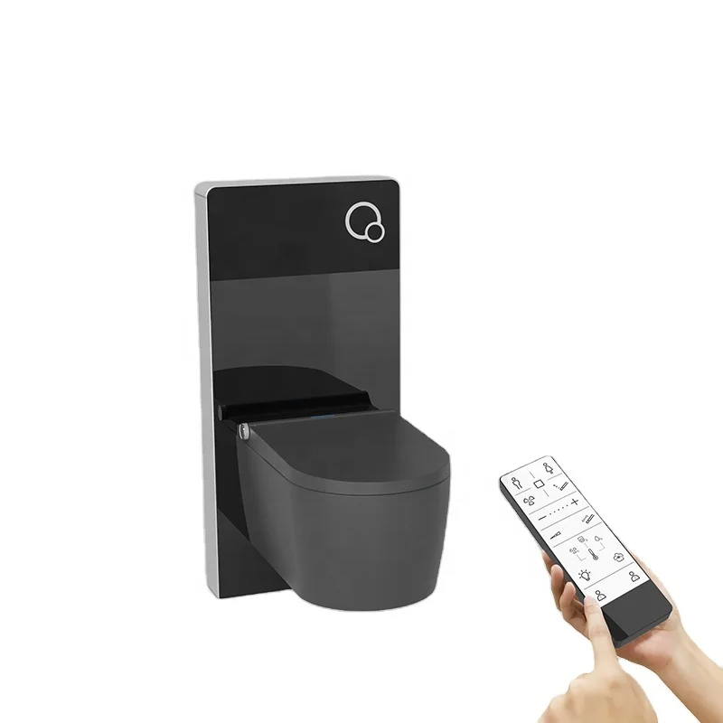 Премиум квадратный Интеллектуальный туалет Роскошная сантехника для ванной комнаты настенный P-ловушка черный умный