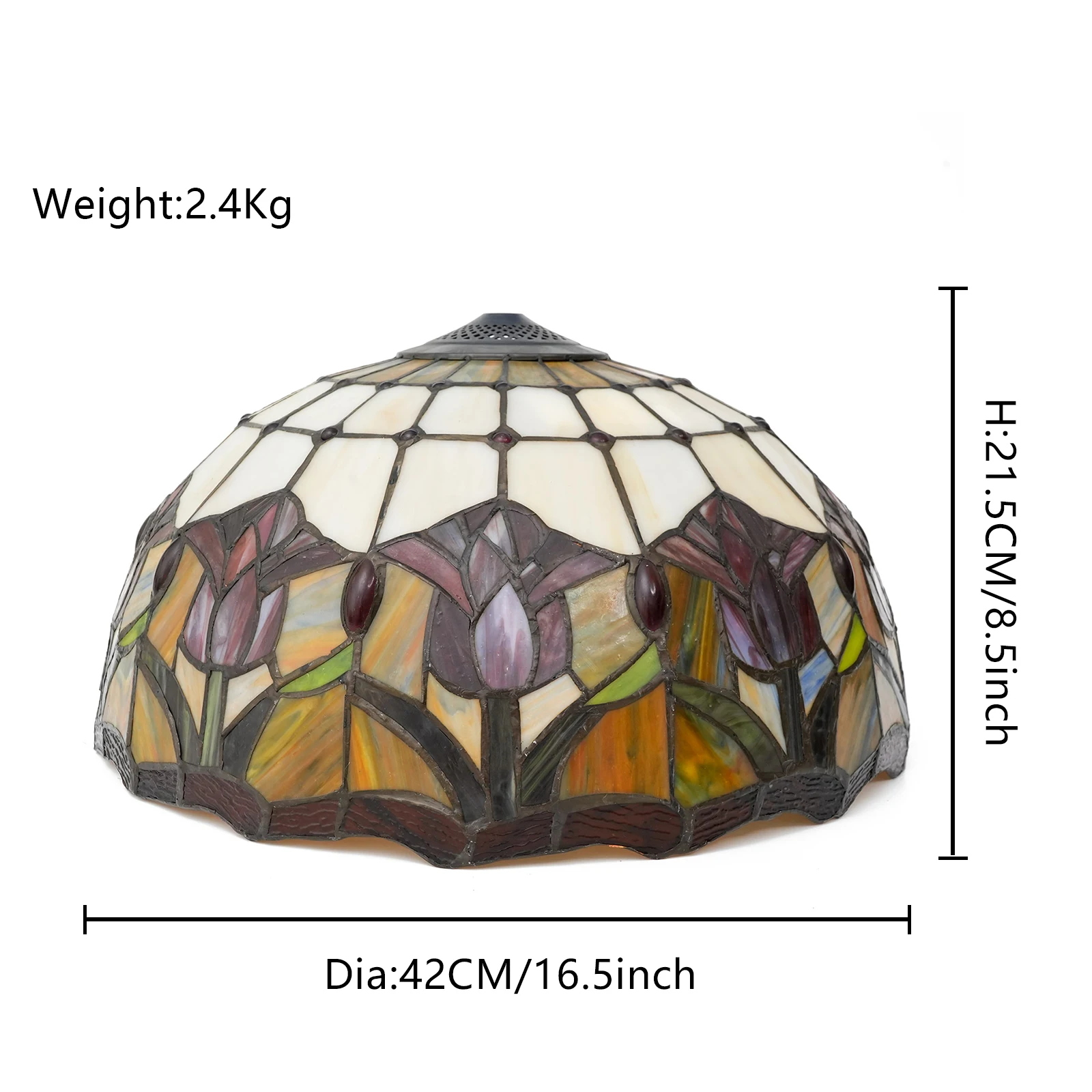 16 Inch Tulip Lampshade Replacement Tiffany Style Floral Stained Glass Lamp Shade for Table Lamp Floor Lights Chandelier