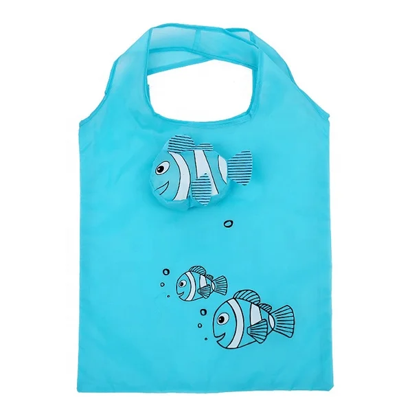 Eco Polyester Reusable Shopping Bags For Supermarket Foldable Animal Fish Tote Shop Bag