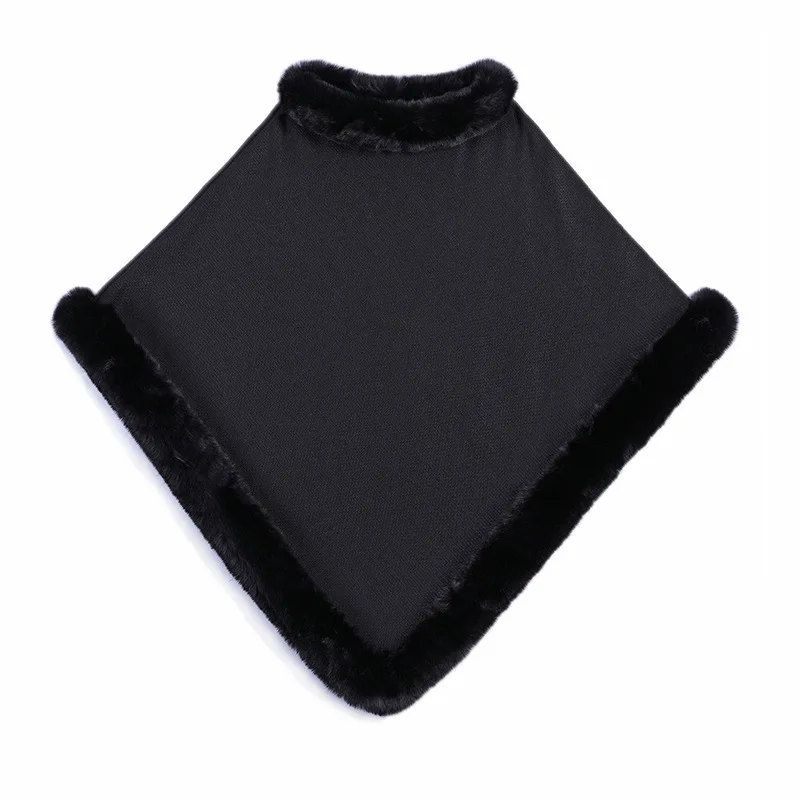 New Imitation Rex Rabbit Fur Faux Fur Trim Pashmina Designer Poncho Fur Shawls With Sleeves