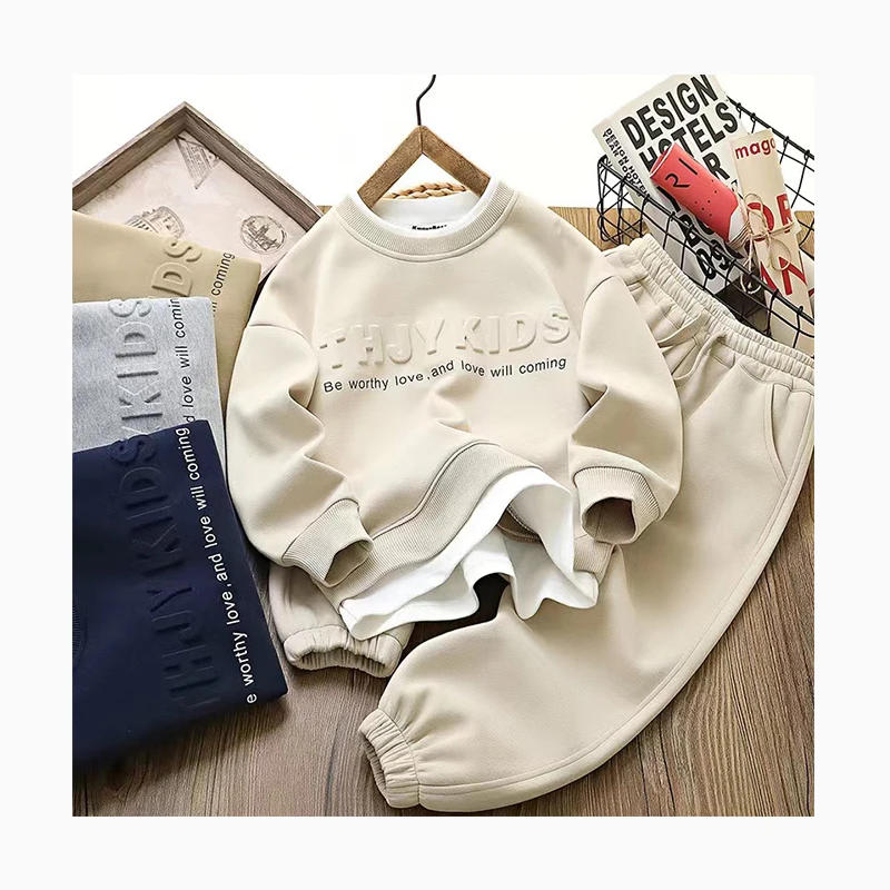 Child Sweatshirt And Pants Suit Kid Kids Sets Two Piece  Winter Clothing Sets Tracksuit Sweatshirt With Sweatpants 2 Piece
