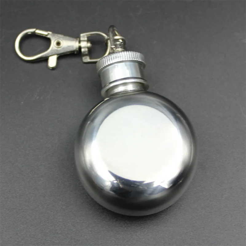 Portable 1oz Mini Stainless Steel Hip Flask Alcohol Flagon with Keychain