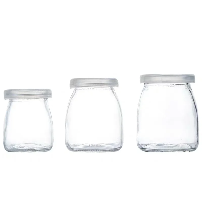 100ml 150ml 200ml glass pudding cup Wholesale 6oz Empty Food Storage Milk Pudding Bottle Glass Yogurt Jars