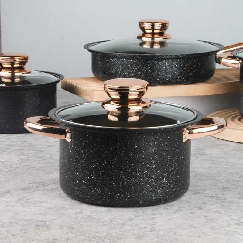 Customized 8 Pcs Aluminum Non Stick Cookware Wok Medical Stone Gift Set Cookware Pans and Pots Set Kitchen