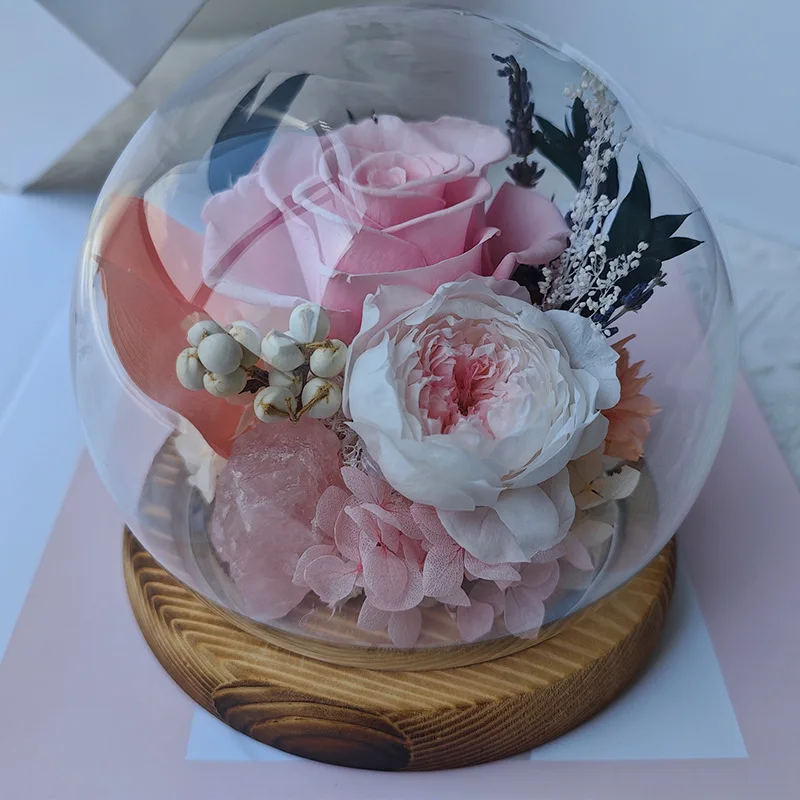 C-31 Eternal Flower Senior Affection Day Gift Rose Real Flower Glass Cover Little Prince Birthday Gift Christmas
