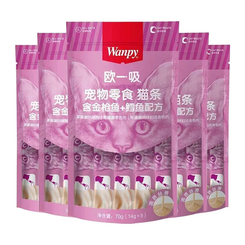 Лидер продаж полоски для кошек куриный тунец лосось 70 г влажные закуски домашних животных